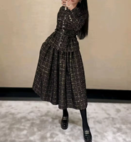 Personnalisé noir formel deux pièces femmes ensemble Long manteau robe col montant crochet ODM XL pour l'été personnalisé Fit Style