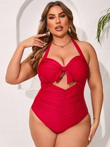 Büyük Beden Kadınlar İçin Yüksek Bel Tek Renk Mayo Büyük Göğüslü Kadınlar İçin Mayo L-4XL Büyük Beden <span class=keywords><strong>Bikini</strong></span> - Product Image 3