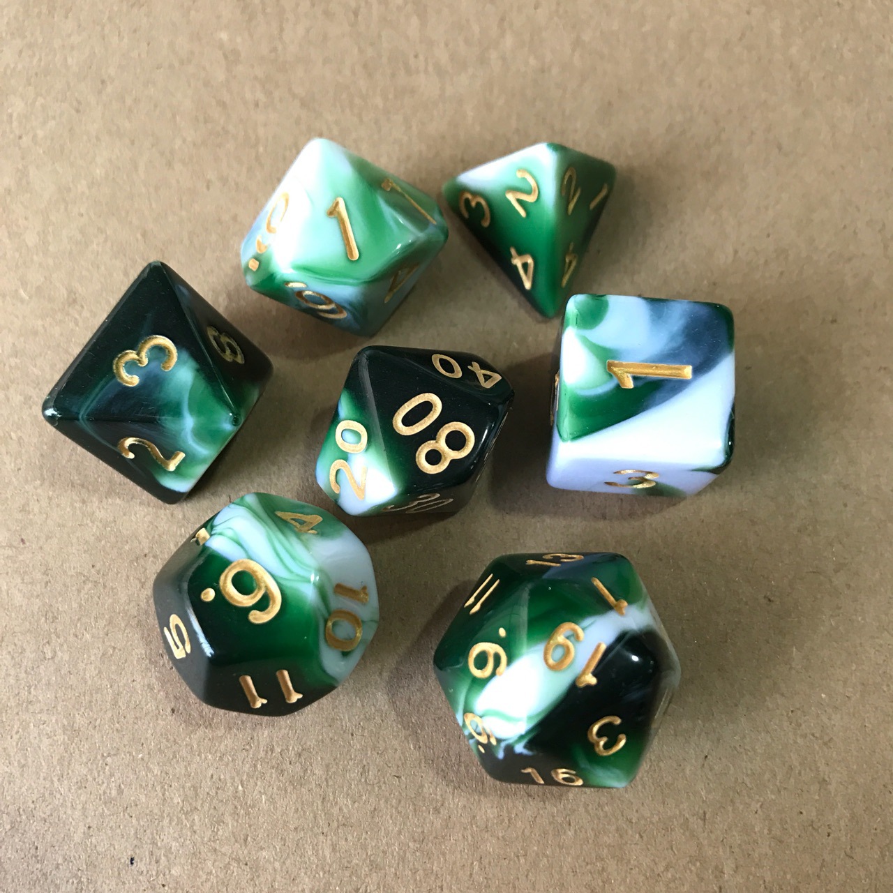 White and transparent green