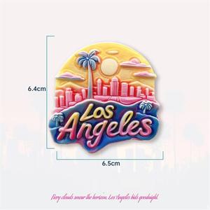 Autocollant de réfrigérateur américain en résine <span class=keywords><strong>Coucher</strong></span> de soleil à Los Angeles Style rétro 3D Décoration de chambre Cadeau Souvenir Aimant de réfrigérateur en résine - Product Image 5