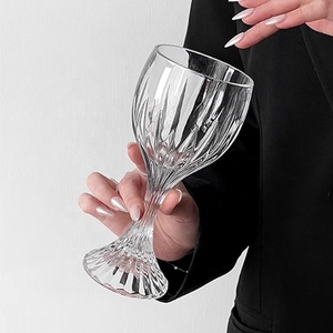 Europeu fantasia grossa alta vinho óculos cristal com nervuras vinho gravado vidro colorido taça para casamento - Product Image 6