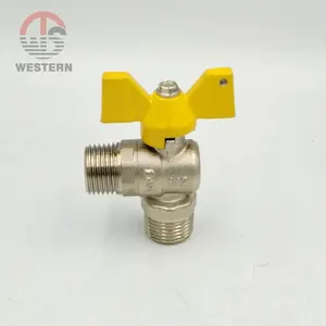 customized male natural gas brass nozzle cock 90 degree angle elbow mini ball valve 1/2 angel