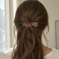 Barrette à cheveux ondulée en acétate Ume Wholesale 5 cm, estampage à la feuille d'or fait main en France, élégante et vintage pour femme, personnalisable