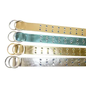 Cinturón de cuero acolchado de PU doble línea ojales tachuelas Cinturones Rock Punk Jeans Cinturones Con hebilla de PIN de buena calidad