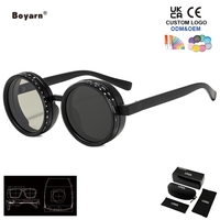 Lunettes de soleil polarisées Boyarn à réglage de luminosité, pour hommes, en plastique, rondes, UV400, 9 niveaux de teinte réglable ND, intelligentes