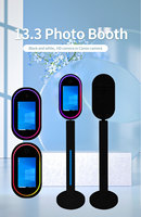 Location de photomaton portable 13,3 pouces pour mariages, impression instantanée, lumières LED RGB, compatible smartphones et iPad, avec flight case