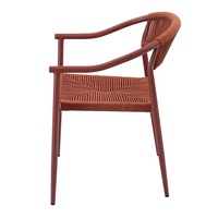 Nouveau Patio Aluminium Chaises Meubles En Plein Air Jardin Restaurant Rouge Tissé Corde À Manger Fauteuil pour Café