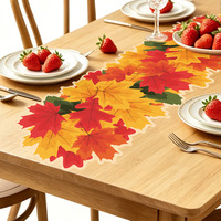 Chemin de table découpé en forme de feuilles d'érable et de chêne pour l'automne, décoration de table de cuisine pour Thanksgiving et réceptions