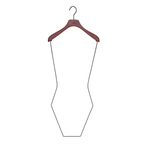 Inspring Aangepaste Logo Hout Badmode Body Bikini Hanger Met Metalen Body Deel Metalen Draad Hangers