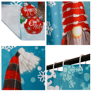 OWENIE Meilleur prix de gros <span class=keywords><strong>Rideau</strong></span> de <span class=keywords><strong>douche</strong></span> de salle de bain de Noël personnalisé avec des motifs imprimés en 3D personnalisés américains - Product Image 3