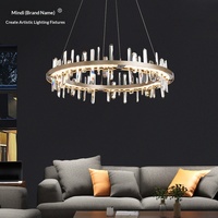 Lustre de salon en cristal de luxe postmoderne ; Luminaire LED en bronze personnalisé inspiré des modèles de maisons de créateurs pour salle à manger