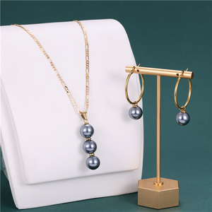 Orecchini a Catena <span class=keywords><strong>in</strong></span> <span class=keywords><strong>Acciaio</strong></span> Inossidabile con Perle, Collana Hawaiana Colorata con Ciondolo 14mm, Vendita all'Ingrosso - Product Image 2