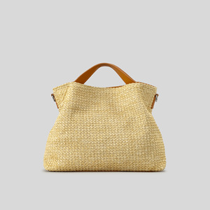 Bolso Tote de Paja de Color Sólido para Mujer, con Cierre de Cremallera, Transpirable, Impermeable, Moderno, para Uso Diario y <span class=keywords><strong>Playa</strong></span> - Product Image 3
