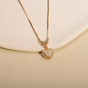 SISIYU Zircon Whole Heart Gold Necklace Heart Design Women Jewelry 2022 Fashion Holiday Party Gift Jewelry