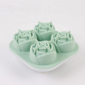 Hot Sale 4-Even Rose Ice Lattice Silicone Ice Cube Tray Eco Friendly and Re-usable Molding Packed Ice <b>Cream</b> - Product Image 3
