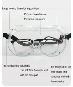 نظارات واقية مغلقة تماما مقاومة للصدمات والمواد الكيميائية بإطار كبير نظارات واقية شفافة للحماية المحسنة