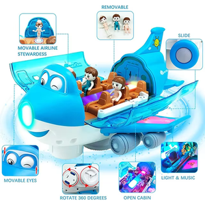Nouveau dessin animé mignon <span class=keywords><strong>Airbus</strong></span> modèle d'<span class=keywords><strong>avion</strong></span> électrique musique légère <span class=keywords><strong>avion</strong></span> rotatif à 360 degrés 2-4 ans jouets d'intérieur en plastique pour enfant - Product Image 3