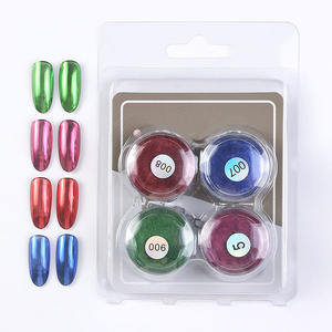 4 colores/set espejo polvo uñas brillo metálico cromo uñas polvo Y2K frotamiento brillo inmersión pigmento polvo ACCESORIOS DE MANICURA - Product Image 2