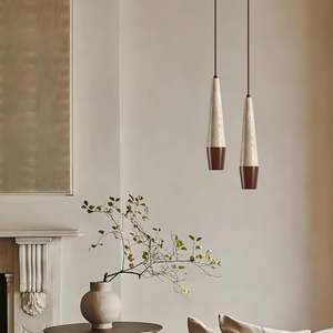 Lámpara Colgante LED Moderna, Estilo Nórdico Wabi-Sabi, Cono de Madera de Travertino Natural, Decoración Creativa para Hotel, Lámpara Colgante - Product Image 3