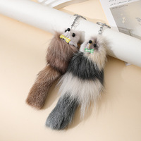 Petit pendentif en fourrure de renard véritable, mignon, pour femmes, breloque pour sac en peluche, porte-clés de voiture, accessoires