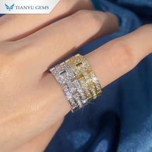 Anillo de Cobre con Circonitas Estilo Cubano Hip-hop de Tianyu Gems, Chapado en Oro y Plata, Joyería Gruesa para Hombre y Mujer - Product Image 3