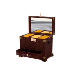 Top Fashion Gift Perfume Decorating Craft Pack Square Camembert Carved Wood With Mirror Perfume Packaging Box