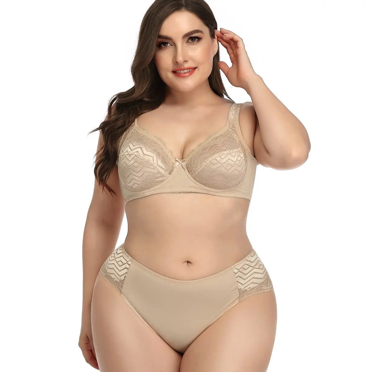Large Size European American Ultra-Thin Underwear Comfortable Big Cup Bras And Panties Plus Size