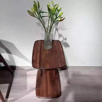 Table basse multifonctionnelle moderne en noyer noir massif, mobile, avec structure en bois stable pour salon