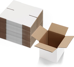 Scatola di spedizione in cartone ondulato bianco con logo personalizzato, ecologica, piccola, per imballaggio e-commerce e traslochi, di KAKA - Product Image 1