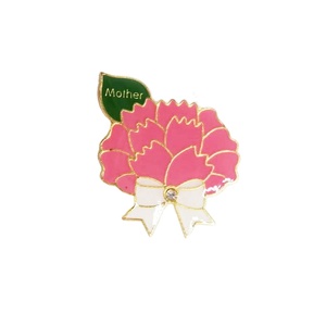 Accept customization Logo Cheap Fashion Mother's Day Pins Metal carnation flower Badge - Product Image 2