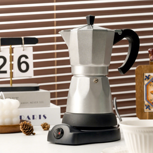 110V Retro Home Kaffeeset Moderne elektrische Moka-Kanne mit Sockel und faulem Kaffee maschinen topf aus Aluminium - Product Image 1