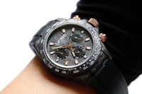 Montre Homme Chronographe Luxe Fibre de Carbone Bracelet Haut de Gamme Super Lumineuse pour Sports en Plein Air
