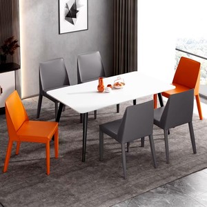 Sedie da Pranzo Moderne di Lusso in Pelle con Gambe in Ferro Resistenti, Schienale Ecologico e Design a Sella alla Moda per Casa, Hotel e Lounge - Product Image 3