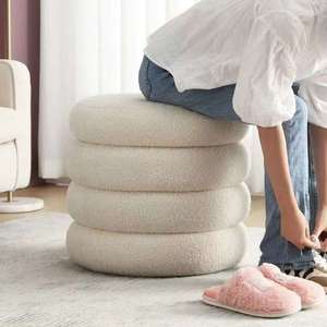 K Lamb Velvet 30 High Ottoman Comfortable Home and Kitchen Storage Stool <strong>Cream</strong> Dressing Sedentary Living Room <strong>Sofa</strong> Stool - Product Image 5
