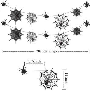 Ragnatela Decorativa da Appendere, Ghirlanda di Ragnatele Nere per Halloween, Decorazioni Spaventose per Feste di Compleanno a Tema Horror - Product Image 3