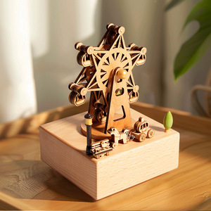 Caja Musical de Madera con Carrusel de Estrellas Personalizada, Nombre Grabado, Recuerdo para Guardería, Regalo para Bautizo o Baby Shower - Product Image 3