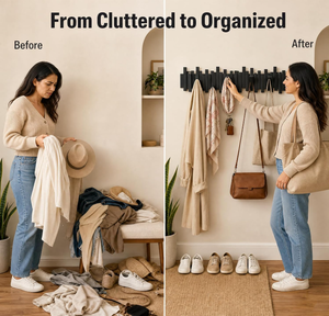 Porte-manteau <span class=keywords><strong>mural</strong></span> 4 crochets en bois, crochets muraux pliables style touches de piano pour entrée et chambre - Product Image 2