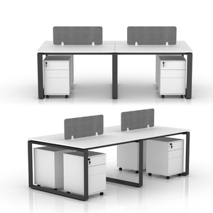 Meubles de bureau modernes Meet&CO, bureau cloisonné flexible pour 4 personnes, table en bois et en acier avec un design élégant - Product Image 2