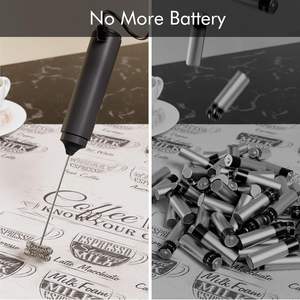 <span class=keywords><strong>Mousseur</strong></span> à lait rechargeable en acier inoxydable 2-en-1 avec fouet à double ressort pour Cappuccino, Latte, Macchiato, Matcha, Chocolat Chaud - Product Image 2