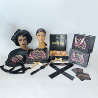Ensemble d'emballage pour cheveux avec logo personnalisé, bande élastique, sac en papier réversible, bonnet en satin, foulard en satin