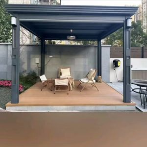 Pérgola Motorizada con Techo de Láminas Ajustables y Diseño Impermeable para Uso en Exteriores, Pérgola Eléctrica, Gazebo - Product Image 6