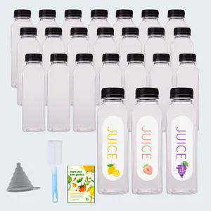 12oz pet bottles square white cap Juice PET Empty Bottle clear plastic juice beverage bottles