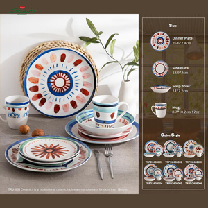 OEM ODM, ensemble de vaisselle en céramique avec peinture imprimée soleil de style égyptien mystérieux, vaisselle en porcelaine imprimée personnalisée pour l'hôtellerie - Product Image 6