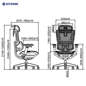 Sedia da Ufficio Ergonomica Moderna Sitzone, Regolabile in Altezza, con Schienale in Rete, Girevole, Ortopedica, per Personale d'Ufficio - Product Image 5