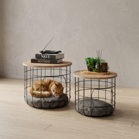Table d'appoint en métal pour chat, table basse multifonctionnelle pour animaux de compagnie, mobilier de lit pour chat d'intérieur, abri élégant en métal pour chat
