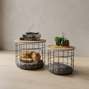 Mesa Auxiliar Metálica para Gatos, Mesa de Centro Multifuncional para Mascotas, Mueble Cama para Gatos de Interior, Elegante Refugio Metálico para Gatos - Product Image 6