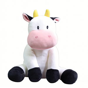 Lindo Peluche de Vaca Blanca con Bozal Rosa y Cuernos Amarillos, Animal de Peluche Suave para Niños de 3 Años en Adelante - Product Image 2