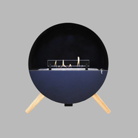 Cheminée automatique à l'ethanol APR65 ronde, encastrée au sol, alimentée par électricité/batterie, en acier inoxydable, pour hôtel/villa
