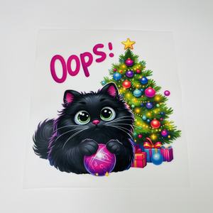 Vente en gros d'autocollants de transfert de chaleur de <span class=keywords><strong>chat</strong></span> mignon de Noël en vinyle à bas quantité minimale de commande prêt à appuyer impression par transfert de film dtf pour t-shirt - Product Image 2