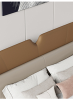 Lit en cuir de luxe moderne italien de style tatami avec rangement, taille king, meubles de chambre à coucher